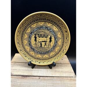 VTG Rhodes Decorative Clay Egyptian Hand Made in Greece Plate